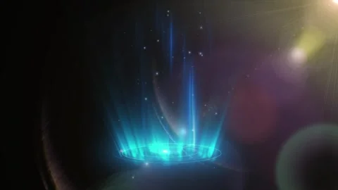 Blue light portal effect on black background Video stock 340748402
