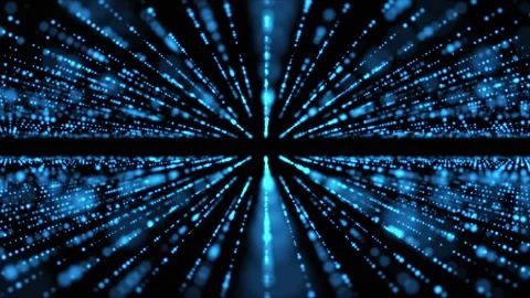 Blue light rays and reflections on black background. Light corridor Stock Footage 240559006