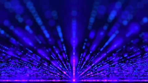 Blue light rays and shining particles on dark background. Endless mirror tunnel. Stock Footage 244011630