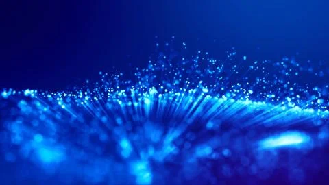 Blue light rays like laser show for bright festive presentation. 3d rendering of Stock Illustration