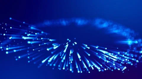 Blue light rays like laser show for bright festive presentation. 3d rendering of Stock Illustration