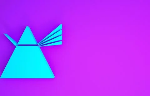 Blue Light rays in prism icon isolated on purple background. Ray rainbow spec Stock Illustration