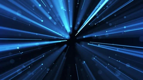 Blue light rays rushing from center creating a futuristic warp speed tunnel. Vidéo 330593666