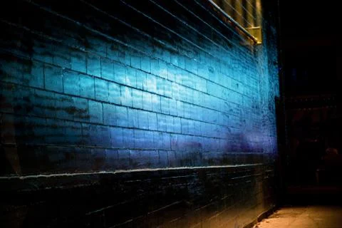 Blue light reflect on Brick Wall Stock Photos