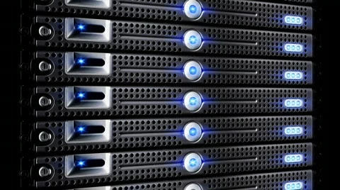 Blue Light Servers HDV Stock Footage