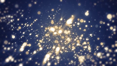 Blue light shine particles bokeh, holiday concept. Christmas animated gold ba Stockbeeldmateriaal 82471837