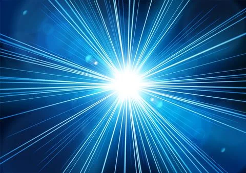Blue Light Shining From Darkness with Realistic Lens Flare, Vector Illustrati Stock-Illustration