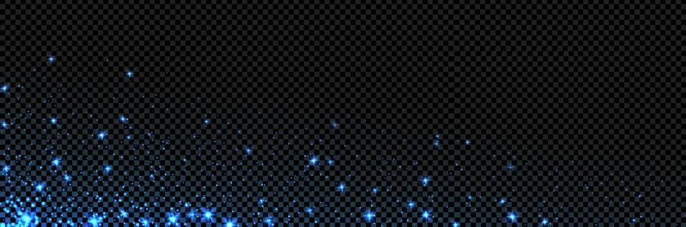 Blue light sparkle effect with magic firefly. Vector illustration with dust of Illustrazione stock