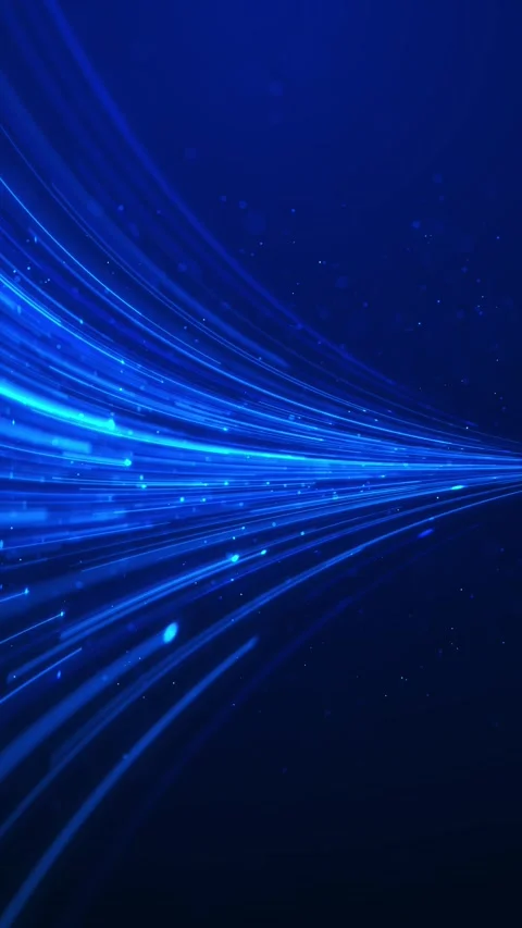Blue light speed streak background glowing horizontal trails, fast data energy, Stock Footage 340576285