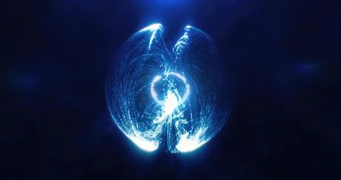 Blue light sphere in a dark space, symbolizing digital energy, futuristic t.. Stockillustratie