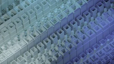 Blue light squares. Design. Small squares made in 3d format that move in 스톡 일러스트