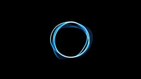 Blue Light Swirl Ring Loop on Black Background Stock Footage 319566809