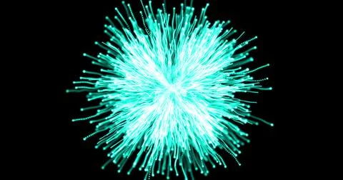 Blue light trails exploding against black background Stock Illustration