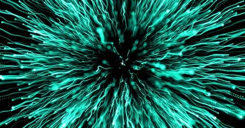 Blue light trails exploding against black background Illustrazione stock