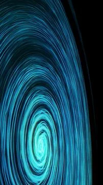 Blue light trails forming a vibrant spiral pattern in darkness Stock Illustration