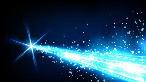 Blue Light Trails, Ice Comet Is Passing By With Smoke And Particles Trail. .. イラスト素材