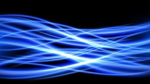Blue Light Trails, Long Time Exposure Motion Blur Effect, Vector Illustration Illustrazione stock