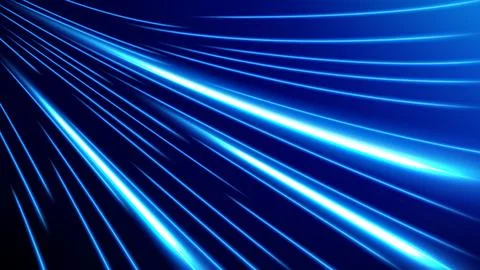 Blue Light Trails, Long Time Exposure Motion Blur Effect, Vector Illustration Stock Illustration