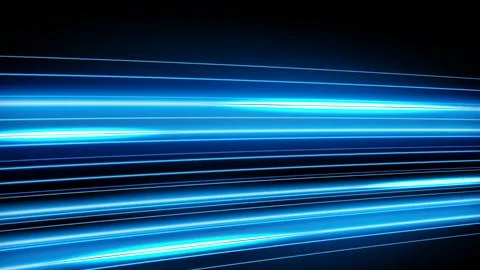 Blue Light Trails, Long Time Exposure Motion Blur Effect, Vector Illustration Stock Illustration