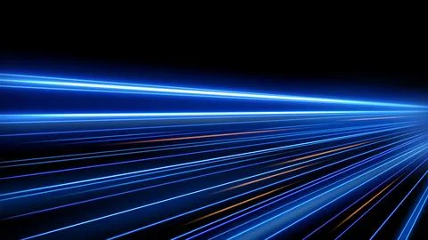 Blue Light Trails, Long Time Exposure Motion Blur Effect, Vector Illustration Illustrazione stock