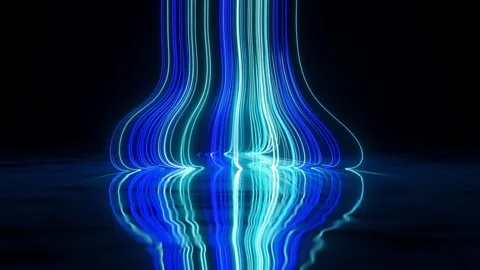 Blue Light Trails Reflection Abstract Motion 4k Video Stock Footage 330335995