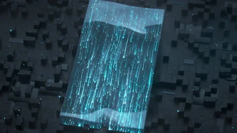 Blue light trails seamless loop 3D render animation Stock Footage 157784580