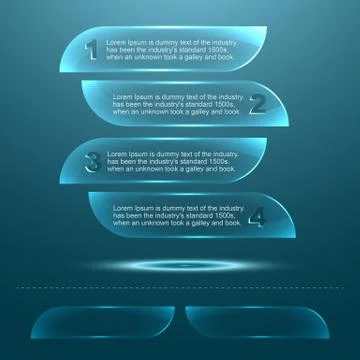 Blue light transparent glass texture plate memo template. Stock Illustration
