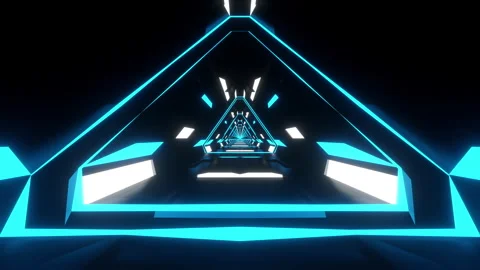 Blue Light Triangles Tunnel Loop Stock Footage 289627977