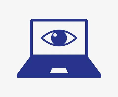Blue light vector. Computer with eye icon Stock Illustration