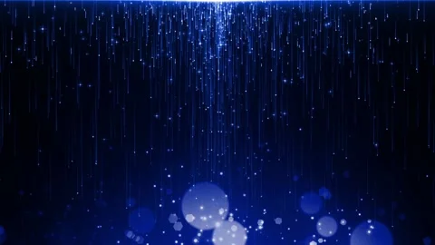 Blue light waterfall and particles in black background Stock Footage 139038055