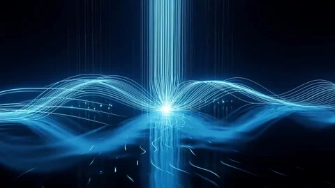 Blue Light Waveforms and Energy Pulses 4k Video Stock Footage 330335984