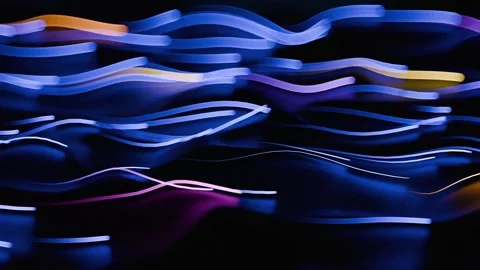 Blue light waves animation. 3D rendering of 4k video Stock Footage 300797720