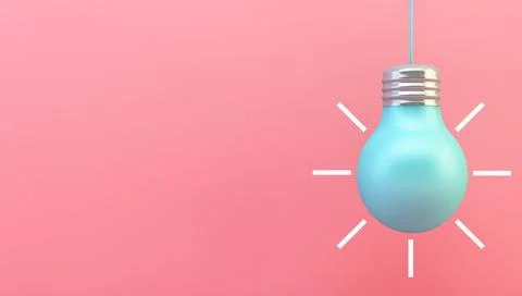 Blue lightbulb on pink background Stock Illustration
