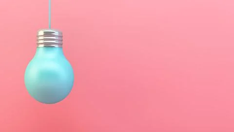 Blue lightbulb on pink background Stock Illustration