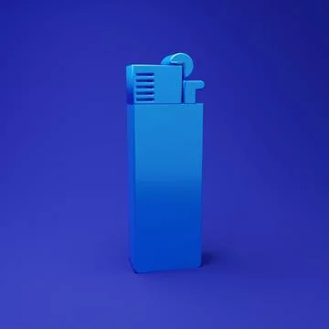 Blue Lighter icon isolated on blue background. Minimalism concept. 3D rende.. Stock Illustration