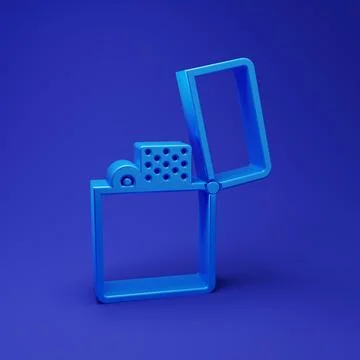Blue Lighter icon isolated on blue background. Minimalism concept. 3D rende.. Stock Illustration