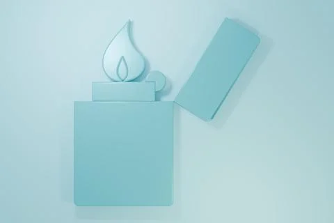 Blue Lighter icon isolated on blue background. Minimalism concept. 3D rende.. Stock Illustration