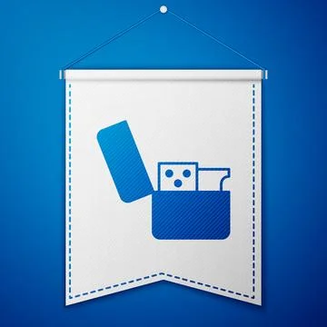 Blue Lighter icon isolated on blue background. White pennant template. Vector Stock Illustration