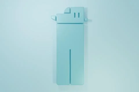 Blue Lighter icon isolated on blue background. Minimalism concept. 3D rende.. Stock Illustration