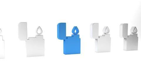 Blue Lighter icon isolated on white background. Minimalism concept. 3D rend.. Stock Illustration