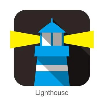 Blue lighthouse flat icon design vector illustration Stock Illustration