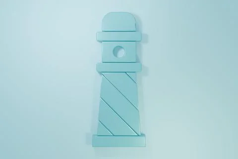 Blue Lighthouse icon isolated on blue background. Minimalism concept. 3D re.. Stock Illustration