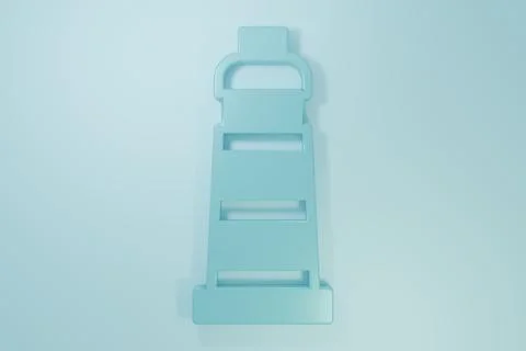 Blue Lighthouse icon isolated on blue background. Minimalism concept. 3D re.. Stock Illustration