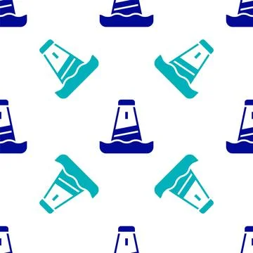 Blue Lighthouse icon isolated seamless pattern on white background. Vector Stock Illustration