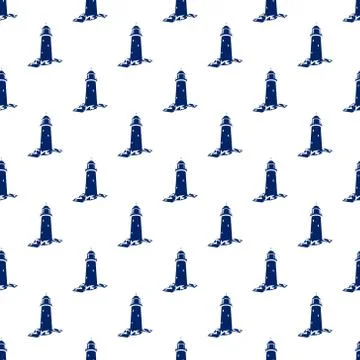 Blue Lighthouse , Seamless Pattern Illustrazione stock