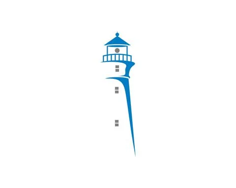 Blue lighthouse silhouette vector logo Illustrazione stock