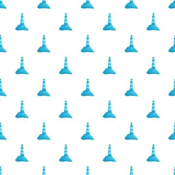 Blue lighthouses creating a seamless pattern on a white background Stock Illustration