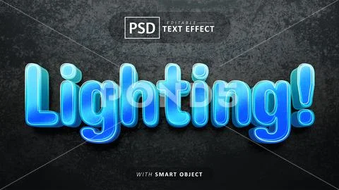 Blue lighting 3d text effect editable Modello PSD