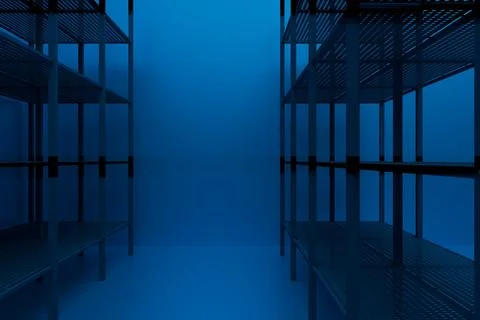 Blue lighting casts a cool hue across the scene Illustrazione stock