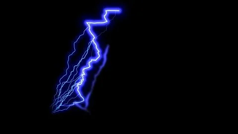 Blue lightning in black space, beautiful stormy sky, 3d render backdrop Stock Illustration